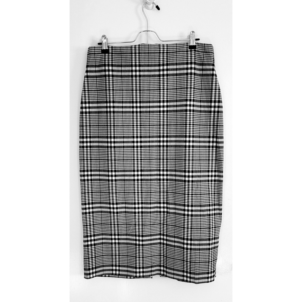 Zara High Waisted Plaid Pencil Skirt